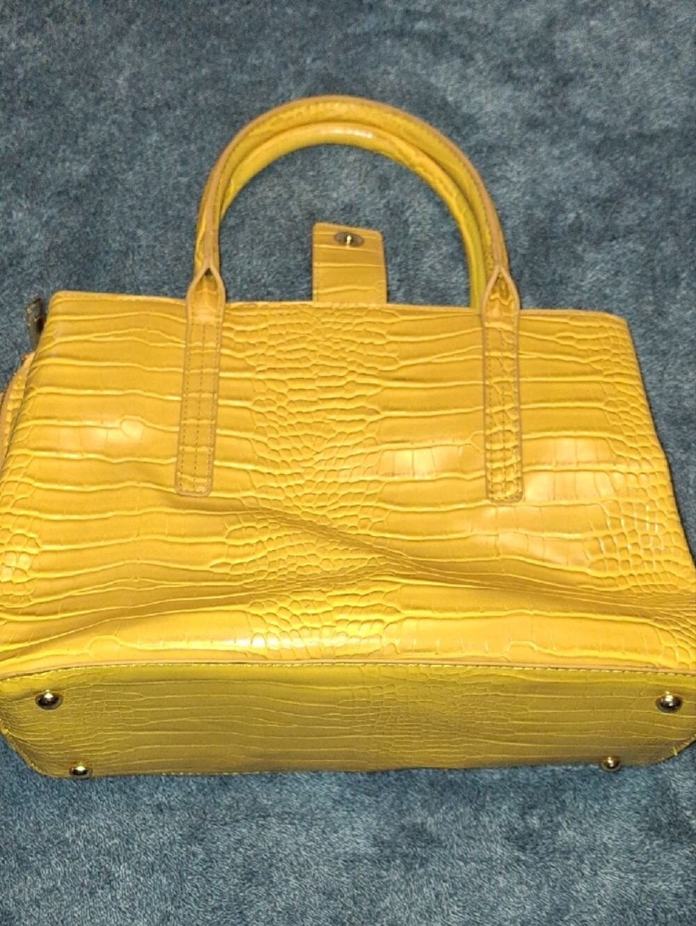 bebe Yellow Croc-Embossed Satchel Tote - Picture 7 of 7